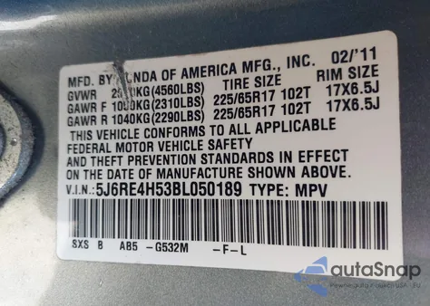 2011 Honda Cr-V Ex z USA, uszkodzony, nr VIN 5J6RE4H53BL050189